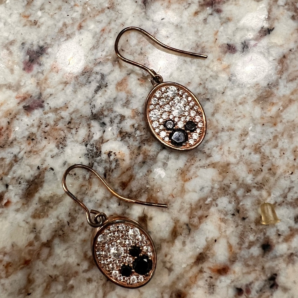Preowned Rebecca Hook Mickey Dog Tag Dangle Earrings